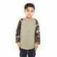 Shaka Wear SHRAGCY Youth Three-Quarter Sleeve Camo Raglan T-Shirt