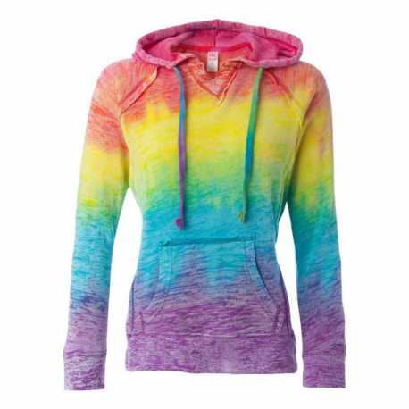 MV Sport W1162 Women's Courtney Burnout V-Notch Hooded Sweatshirt