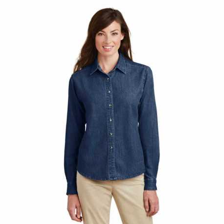 Port & Company LSP10 Ladies Long Sleeve Value Denim Shirt
