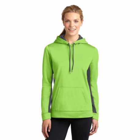 Sport-Tek LST235 Ladies Sport-Wick Fleece Colorblock Hooded Pullover