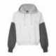 MV Sport W23716 Women's Sueded Fleece Colorblocked Crop Hooded Sweatshirt
