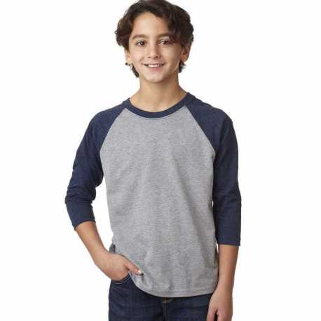 Next Level Apparel 3352 Youth CVC Three-Quarter Sleeve Raglan